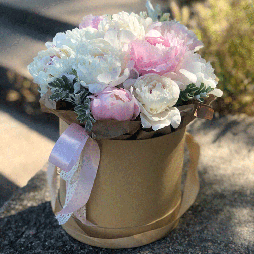 Пионы в шляпной коробке в Алуште