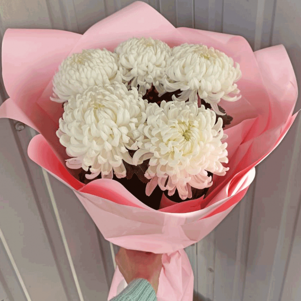 Букет 5 одноголовых хризантем в Алуште